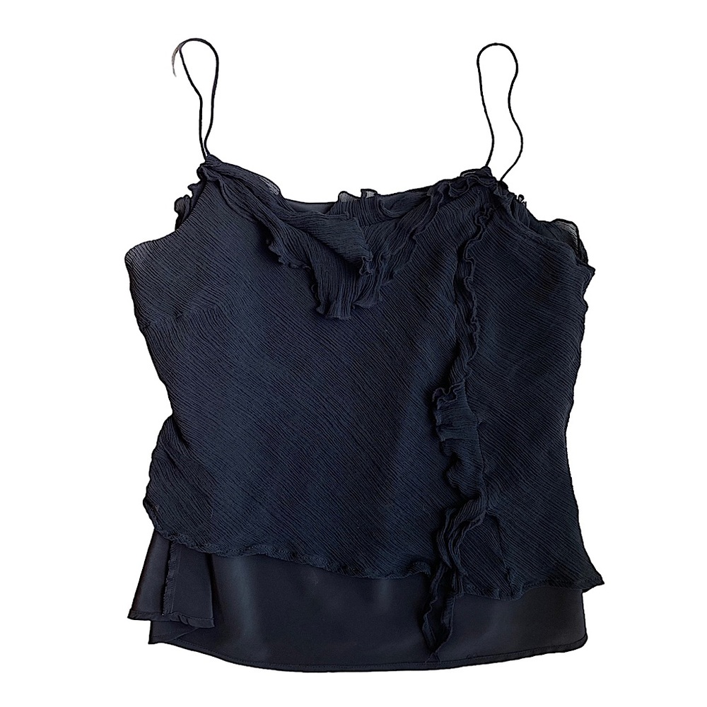 Black 90s Ruffle Tank Top